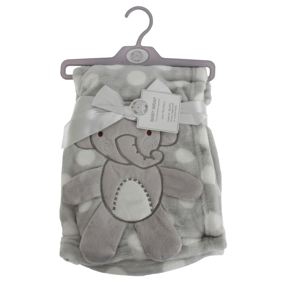 Snuggle Baby Baby Boys/Girls Polka-Dot Elephant Wrap - Grey/White - 75cm x 100cm