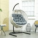 image 7 of Outsunny Hanging Egg Chair Outdoor Indoor Swing Chair, Folding Basket Grey