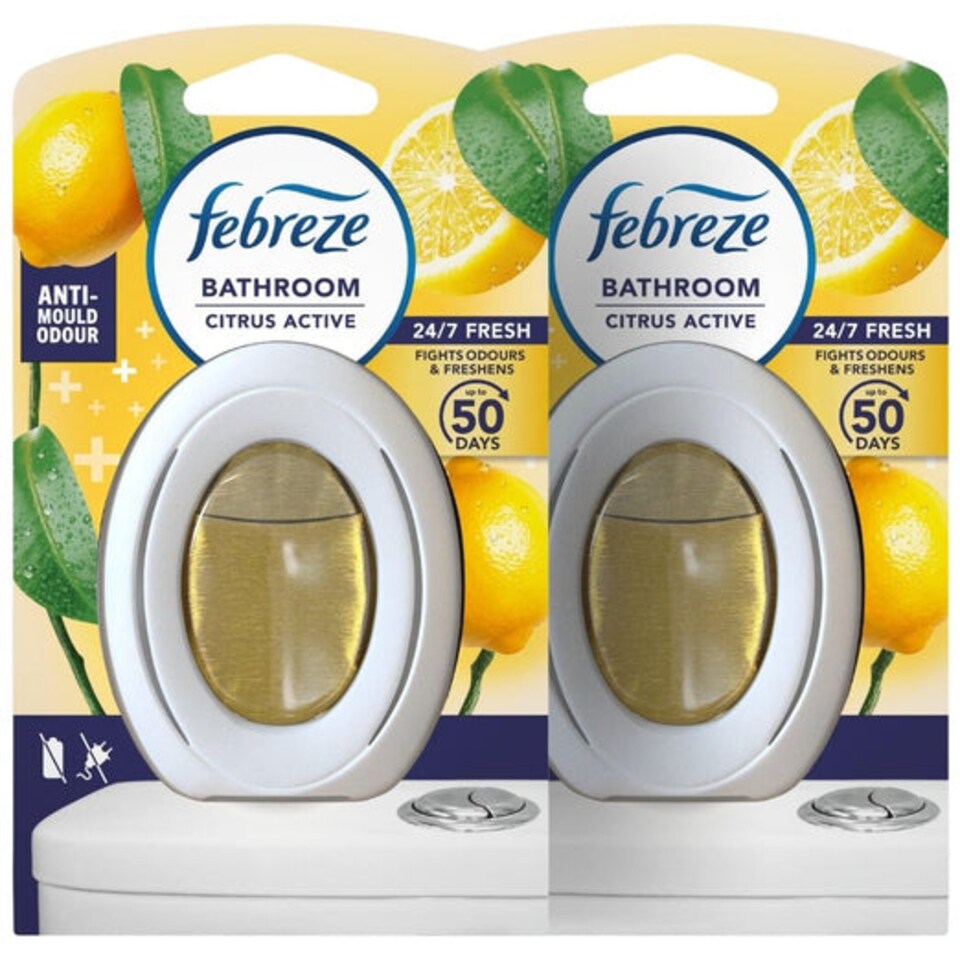 Febreze | Citrus Active Anti-Mould Bathroom Air Freshener 7.5ml | 7.5ml x 2 Pack