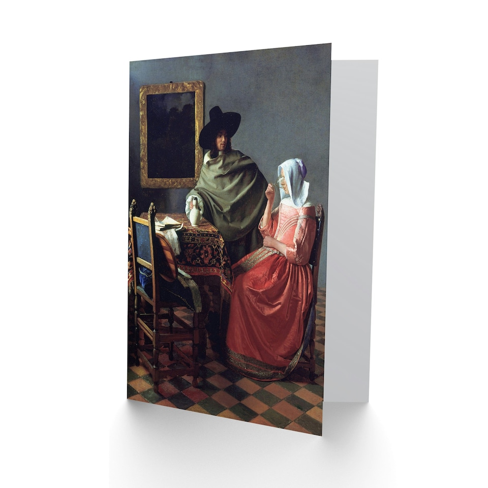 image 1 of Johannes Vermeer Art Card The Wine Glass Cropped Painting