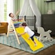 image 3 of COSTWAY 2-in-1 Triangle Climbing Set Wooden Toddler Climbing Triangle Ladder