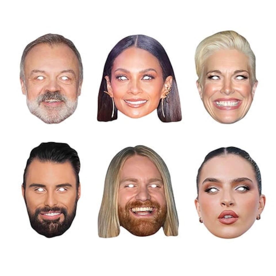 British TV Personalities Cardboard Face Masks - Pack of 6