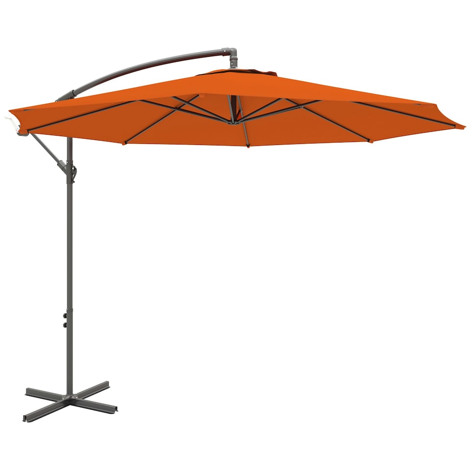 image 1 of Outsunny 3(m) Garden Banana Parasol Cantilever Umbrella w/Crank& Base