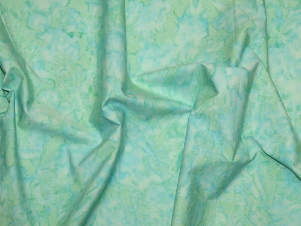 Green Cotton Batik Fabric for Dressmaking, Quilting, 112.5cm / 44" Wide - per metre