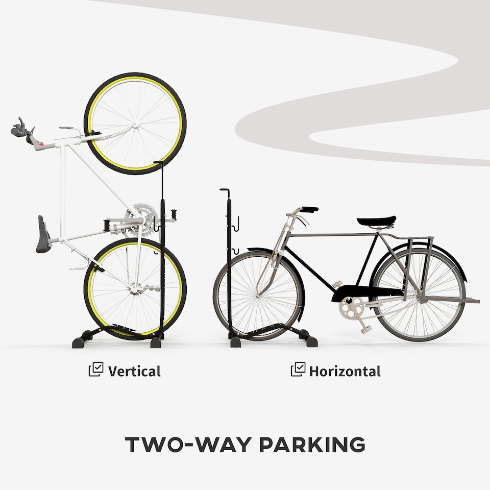 image 1 of SPORTNOW Vertical and Horizontal Bike Rack, Black