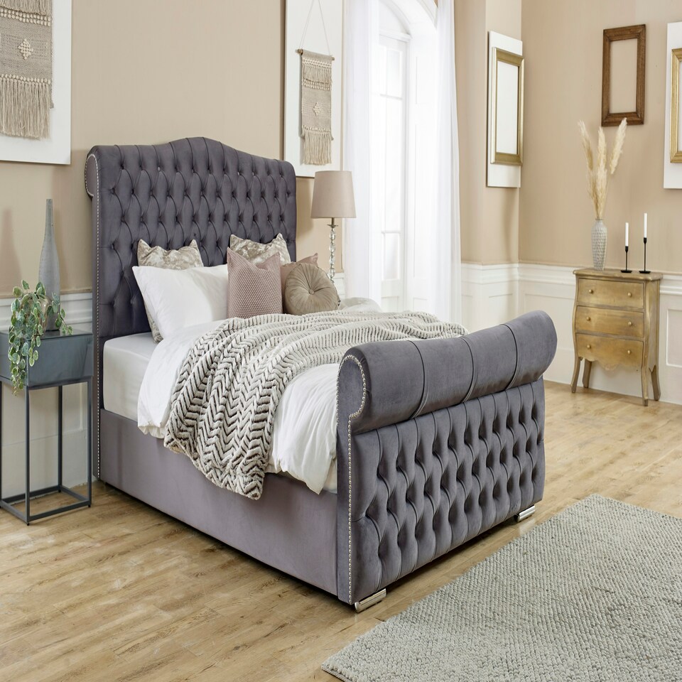image 1 of Casonova Plush King Bed Frame - Steel