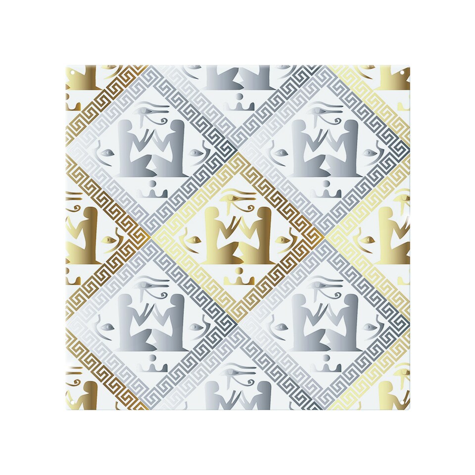 image 1 of Egyptian Hieroglyphs In Gold & Silver Splash Back | White