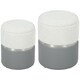 image 1 of HOMCOM Round Storage Ottoman Set of 2, Nesting Footrest Stool | Grey | Cream and grey | Φ36 x 45H cm (large), Φ31.5 x 39H cm (small)