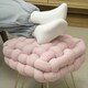 image 10 of HOMCOM Woven Velvet Foot Stool with Steel Legs for Living Room, Pink