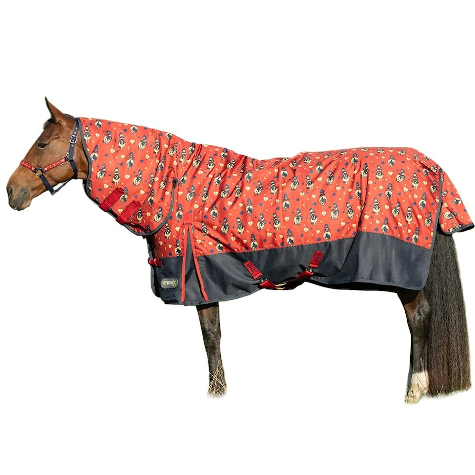 image 1 of Thelwell StormX Original 200 Balancing Act Combo Neck 200g Horse Combo Turnout Rug - Red/Navy - 5´ 3"