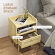 image 3 of HOMCOM Bedside Tables Set of 2, Boho Styled Nightstand with Drawer, Storage Compartment and Rattan Accent, Side End Table for Bedroom, 40 x 30 x 60cm, Natural Wood Finish
