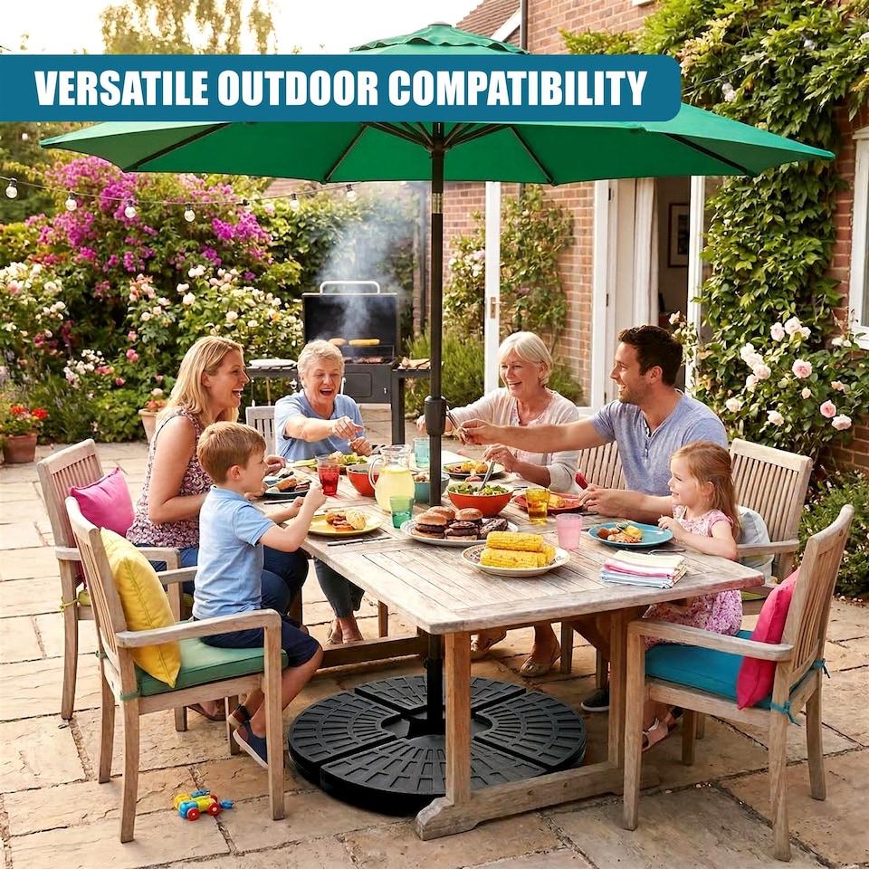 image 1 of GEEZY Round Parasol Base Set of 4 Heavy Duty Weights for Cantilever Umbrella Stands Patio