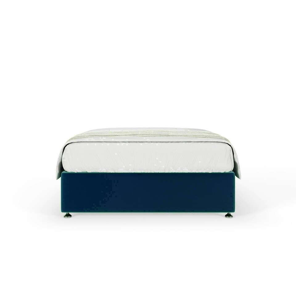image 1 of Marine Blue Plush Velvet No Drawer Divan Base Single