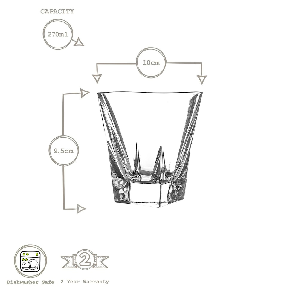 image 1 of RCR Crystal 6 Piece Fusion Whisky Glasses Set - 270ml Clear