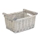 image 1 of Small Grey Wash Wooden Handled Storage Basket | Grey | Grey