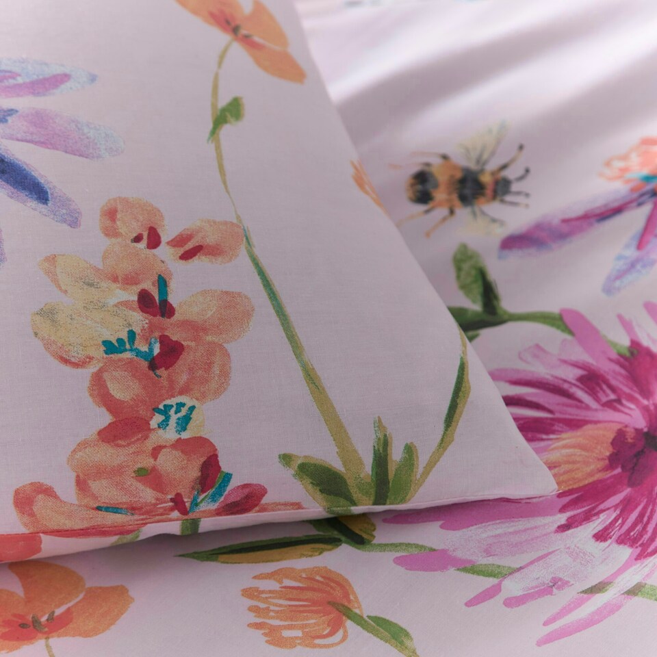 image 1 of Portfolio Home Emily Floral Soft Easy Care Bed Linen Bedding Duvet Cover Quilt Set With Pillow Cases Pink | Double
