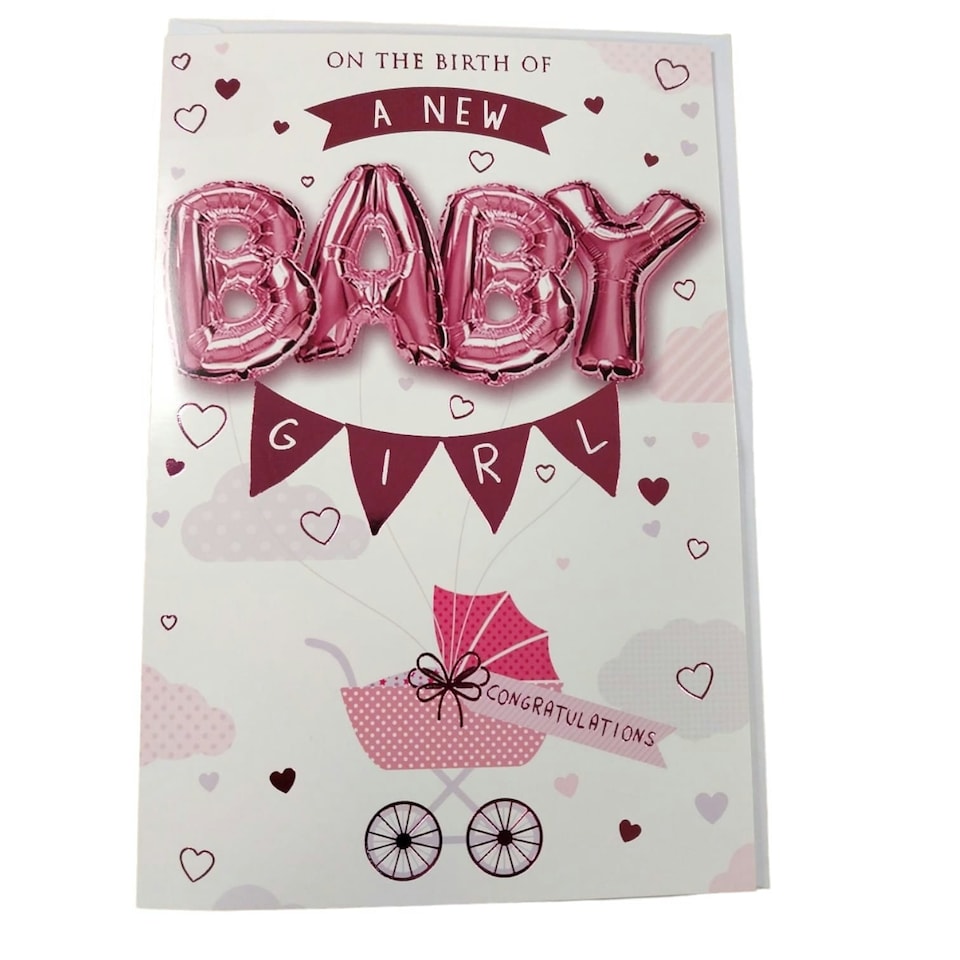 image 1 of On The Birth of a New Baby Girl Balloon Boutique Greeting Card