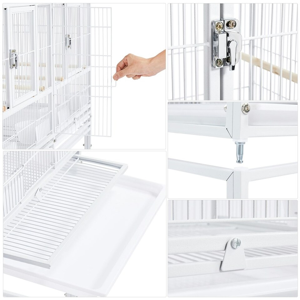 image 1 of Yaheetech 105 cm Tall Stackable and Divided Breeder Cage White