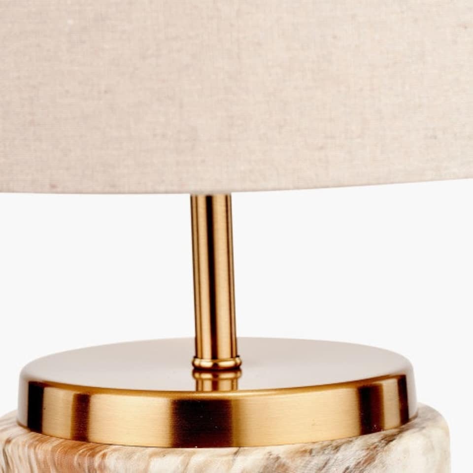 image 1 of Natural Stone Effect Ceramic Table Lamp Cream | Gold