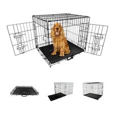 Straame 30" Folding Metal Dog Crate Black