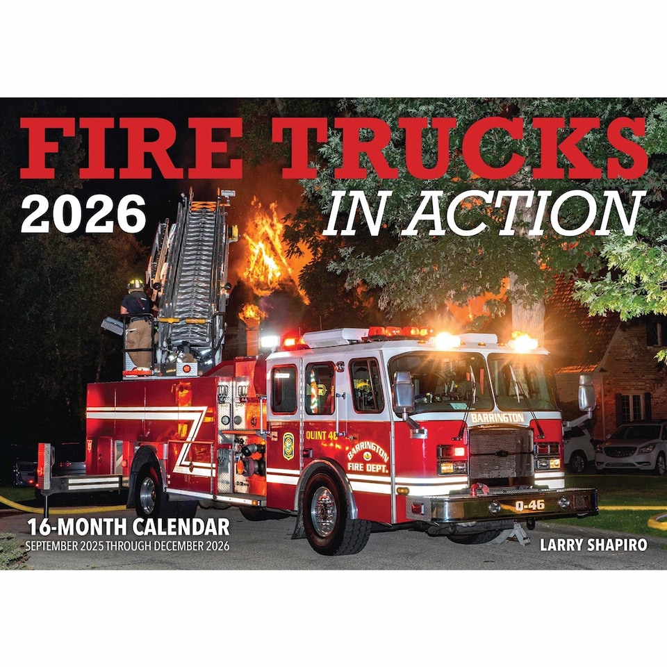 image 1 of Fire Trucks In Action Deluxe Calendar 2026, Deluxe Calendars, Month To View, Transport, Gift