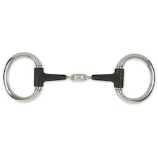 Equirubber Equikind+ Peanut Link Horse Eggbutt Snaffle Bit - Silver/Black - 5in