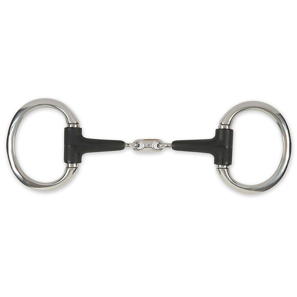 Equirubber Equikind+ Peanut Link Horse Eggbutt Snaffle Bit - Silver/Black - 5in