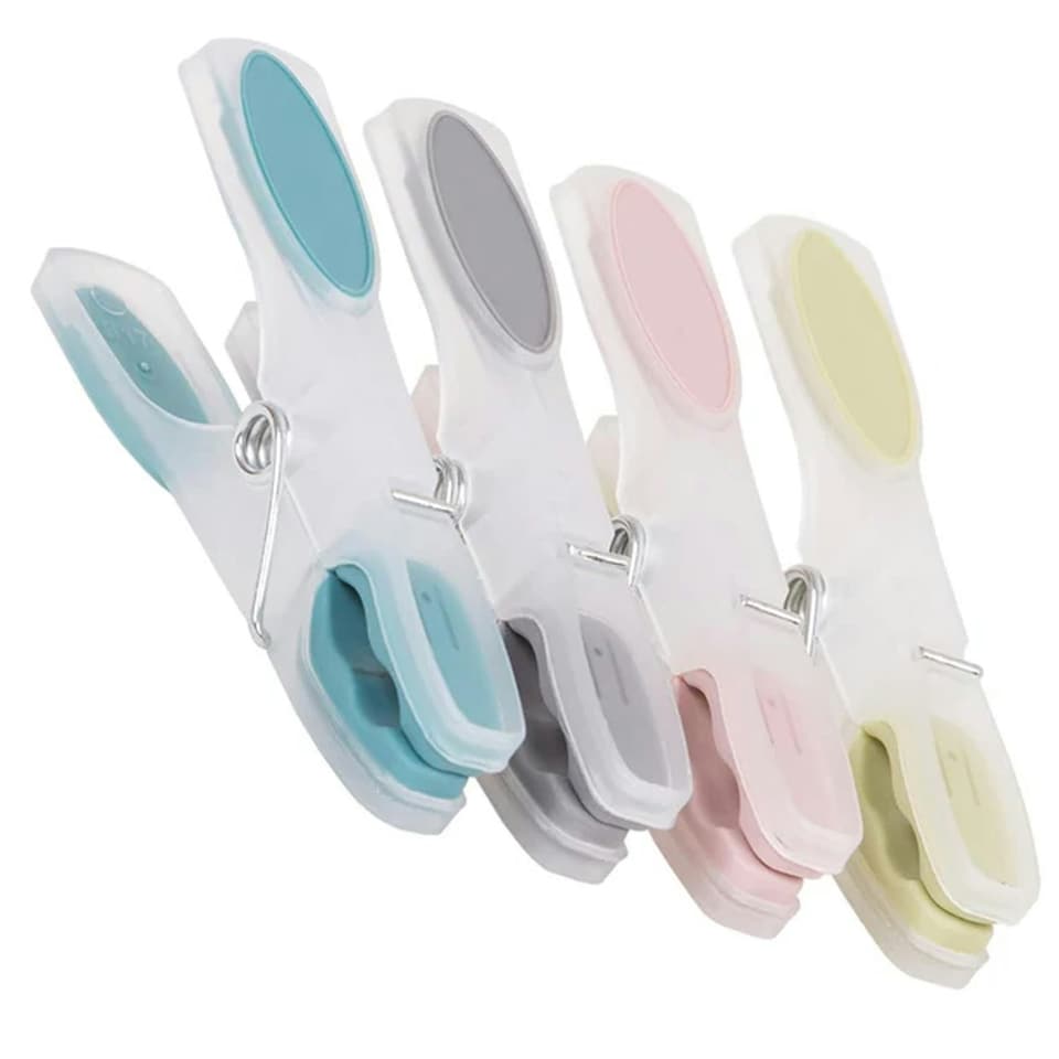 image 1 of 60 x Assorted Coloured Soft Grip Plastic Laundry Clothing Pegs For Outdoor Washing Lines