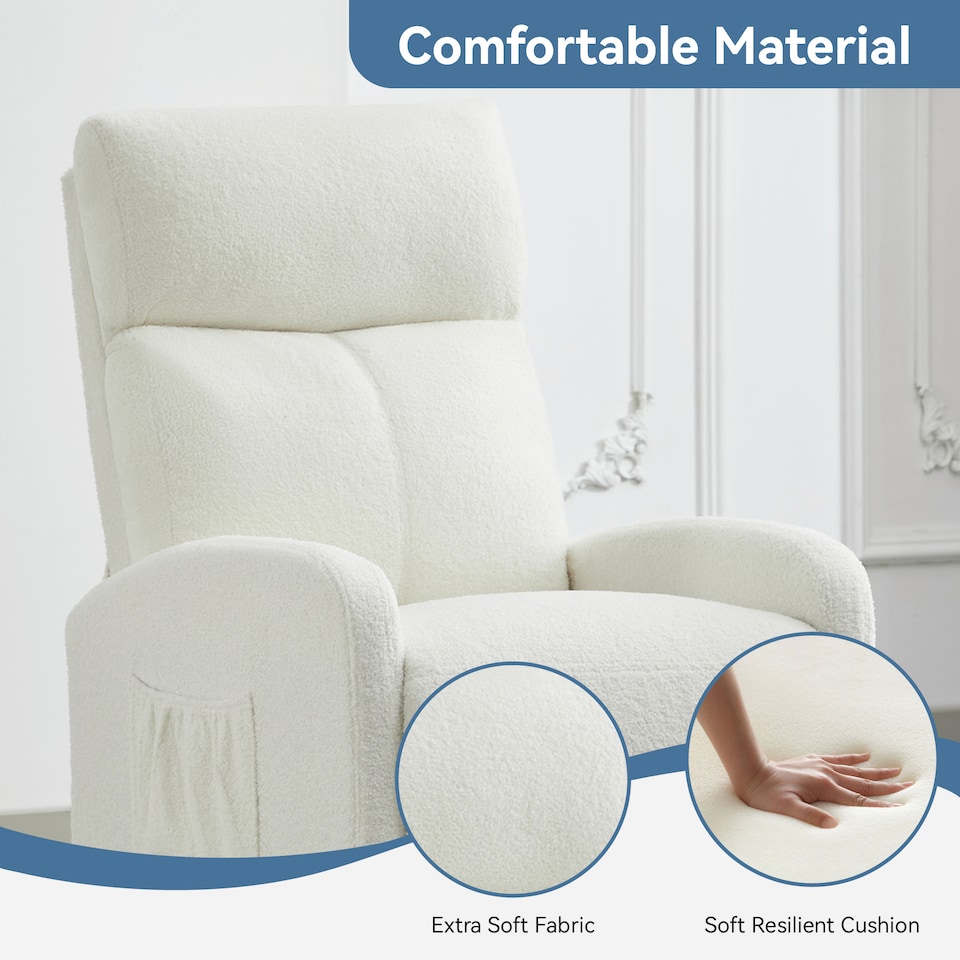 image 1 of MCC Direct Push Back Chair Teddy Fur Fabric Reclining Pushback Armchair Sofa