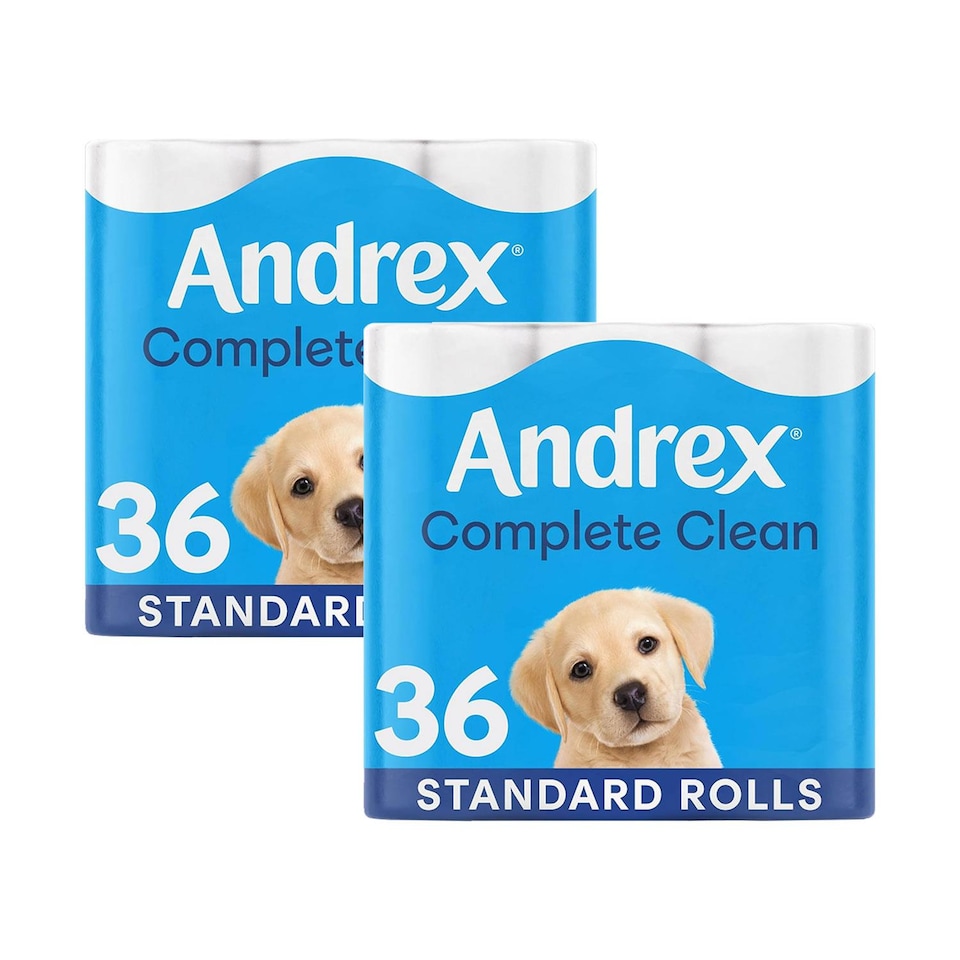 image 1 of Andrex Toilet Rolls Classic Clean Fragrance-Free 2 Ply Toilet Paper, 36 Rolls | White | 2 Pack | 2