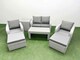 image 1 of Fimous Light Grey PE Wicker Rattan Garden Furniture Set Sofa Set Reclining Adjustable Chair Oblong Coffee Table 6 Seater 2 Big Stools Side Table
