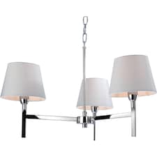 Transition 3 Light Multi Arm Ceiling Pendant Light Polished Stainless Steel, Cream, E14