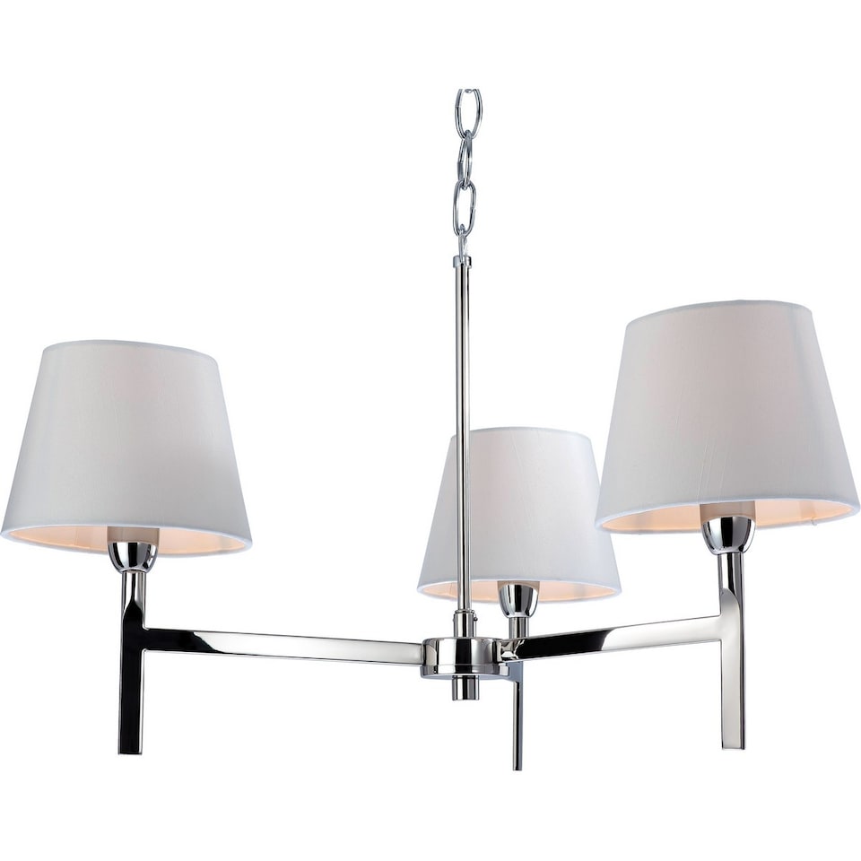 Transition 3 Light Multi Arm Ceiling Pendant Light Polished Stainless Steel, Cream, E14
