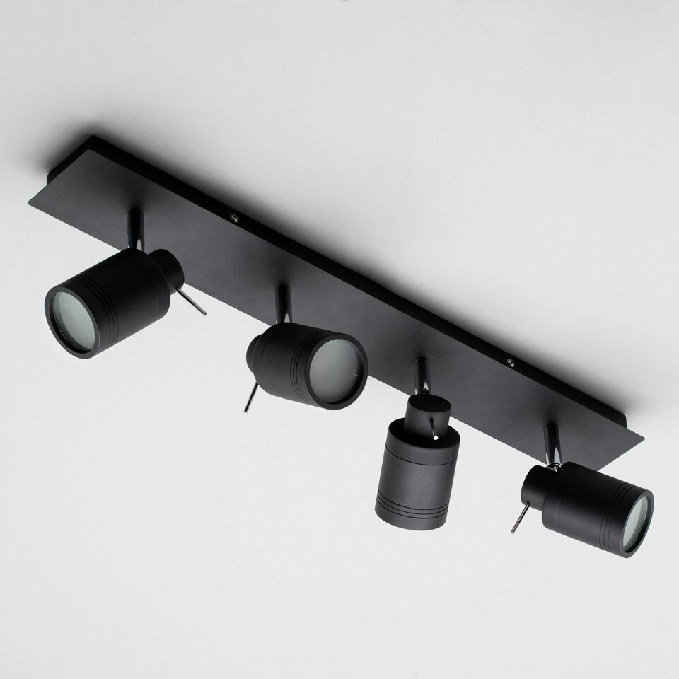 image 1 of BHS Hector Bathroom Ceiling Spotlight Bar | Black | Matte Black | 1