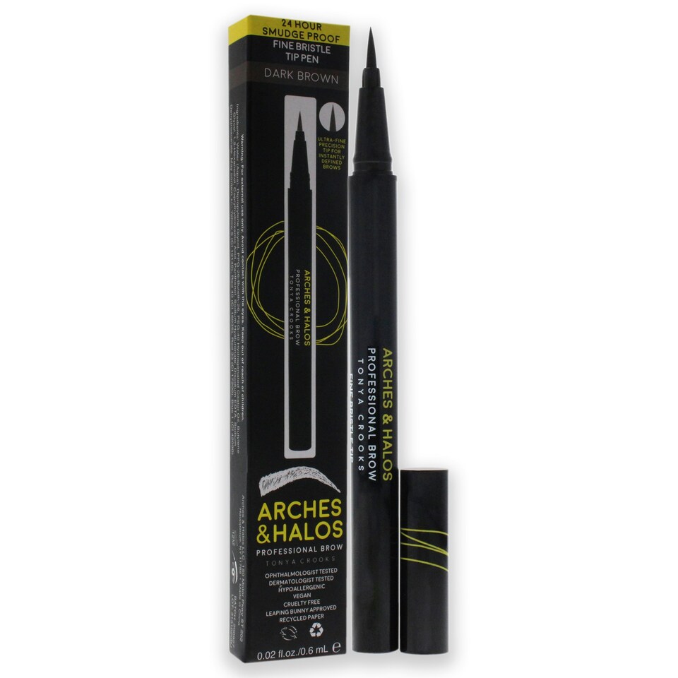 image 1 of Fine Bristle Tip Pen - Dark Brown by Arches and Halos for Women - 0.02 oz Eyebrow Pen