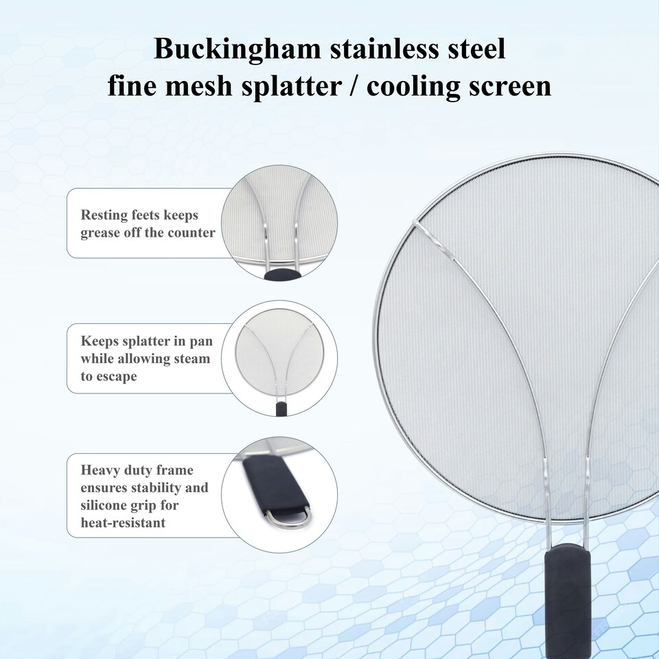 image 1 of Buckingham Stainless Steel Fine Mesh Splatter Screen Cooling Rack 29 cm