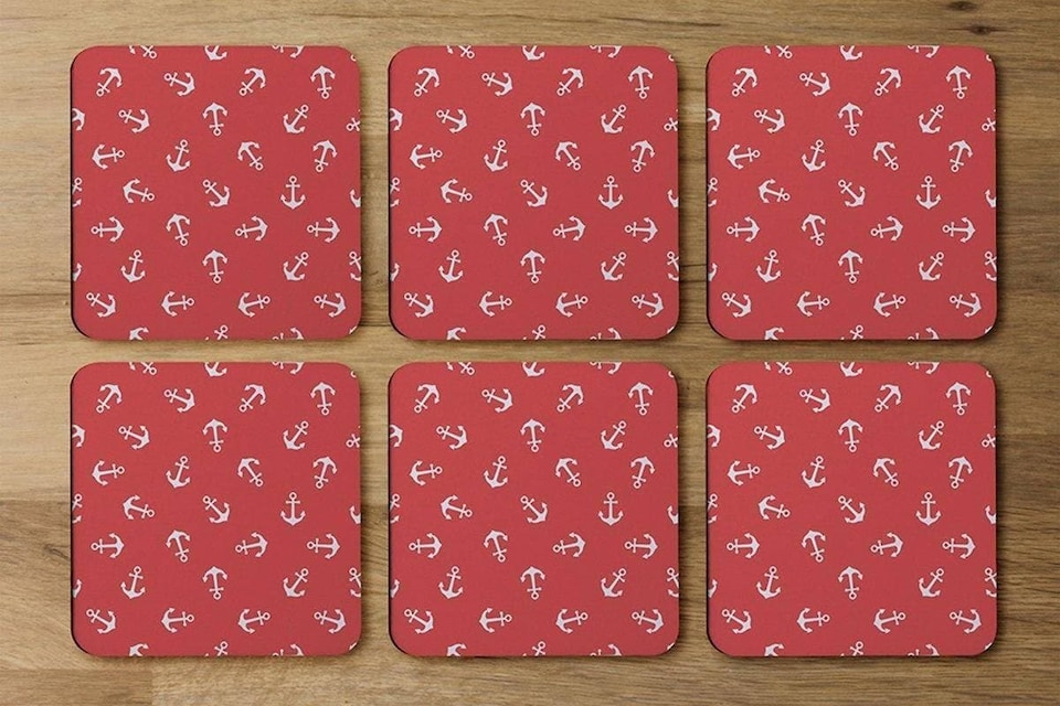 image 1 of Anchors on Red Background (Coaster)