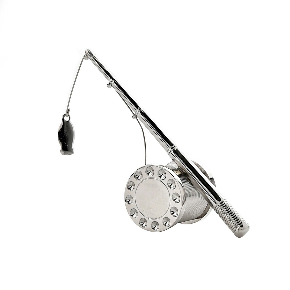 image 1 of Wm.Widdop Miniature Clock Fishing Pole - Satin Silver Finish Silver