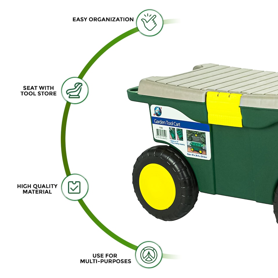 image 1 of Wheeled Garden Tool Cart Weeding Stool Garden Kneeler Tool Storage Container