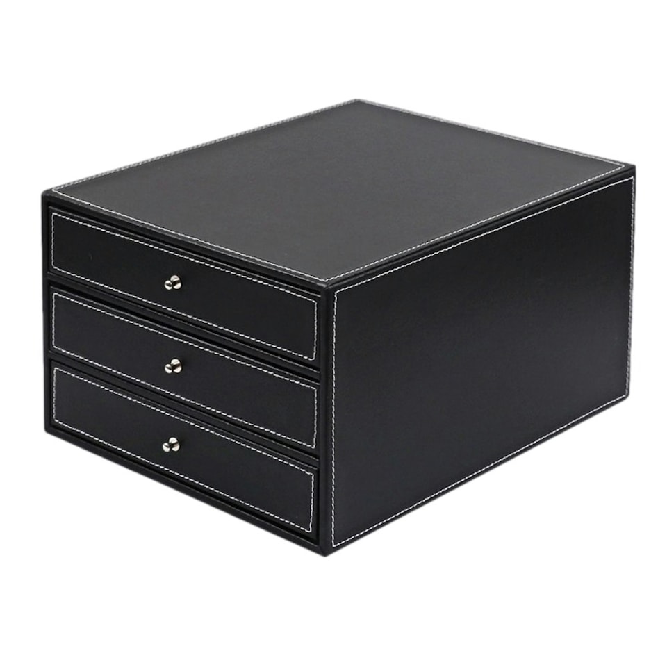 image 1 of PVC Black 3 Drawer Desktop Organizer 25 x 33 x 18cm