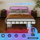 image 3 of HOMCOM King Bed Frame with LED Lights and Charging Station, Black