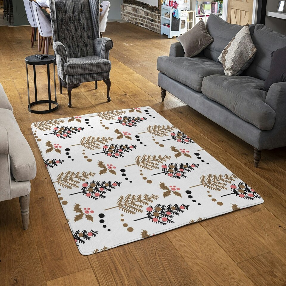 image 1 of Christmas Tree, Holly leaf pattern (Rug) Multi | Small: 60x110cm
