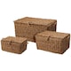 image 1 of JSH Rectangular Storage Baskets Set of 3 in Natural Woven Seagrass Wicker Home Organiser Box for Kids Toys Blankets Towels Playroom Nursery Bedroom