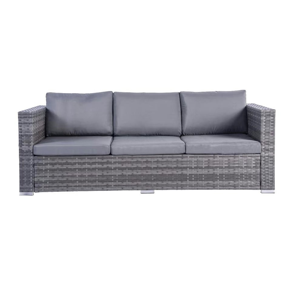 image 1 of Dunham Grey 4 Seat Rattan Sofa Set with Coffee Table