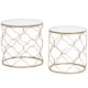 image 1 of HOMCOM Nesting Tables Set of 2, Modern Stacking Side End Table with Tempered Glass Top, Metal Frame for Living Room Bedroom Office, Gold Tone