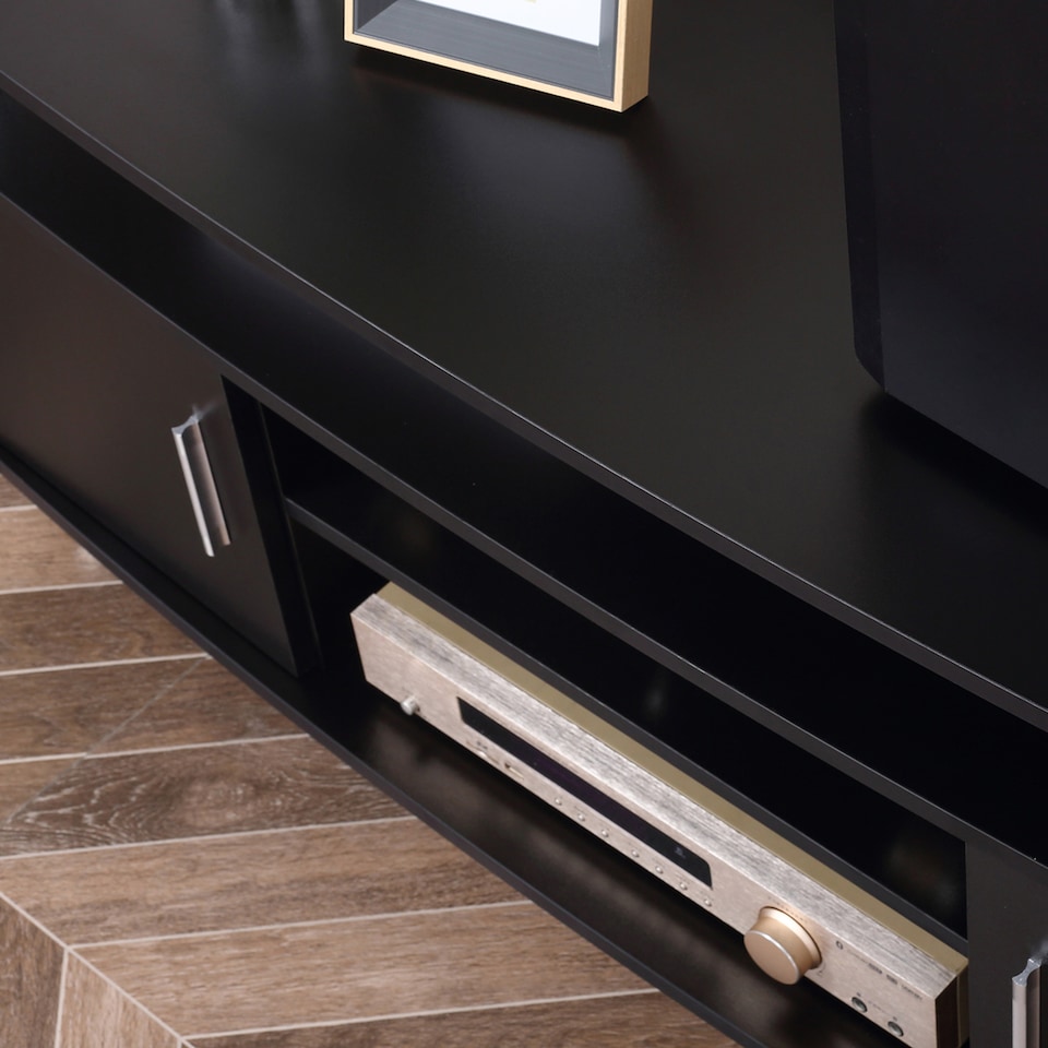 image 1 of HOMCOM TV Unit Cabinet for TVs up to 55 Inches with Storage Shelves and Cupboard, Entertainment Centre for Living Room, Black