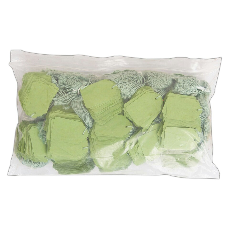 image 1 of Blick Tags Strung, 45mm x 28mm, Rectangular, Green, 1000 Labels