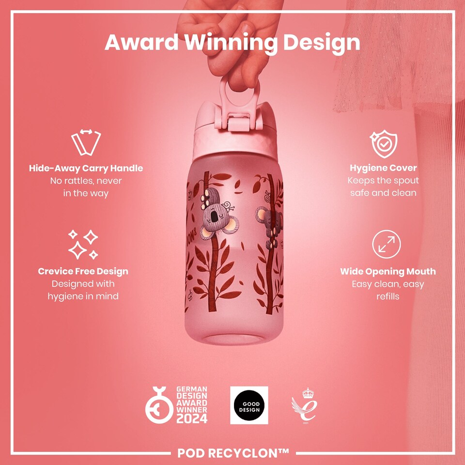 image 1 of Leak Proof Kids Water Bottle, BPA Free, 350ml (12oz) | Pink | Koalas | One Size