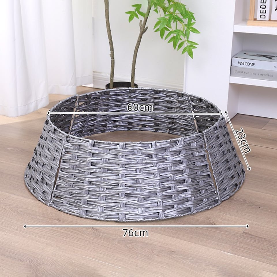 image 1 of 76cm Christmas Xmas Tree Skirt Round Decorative Festive Base Stand Cover 4 Pcs | Silver | Silver