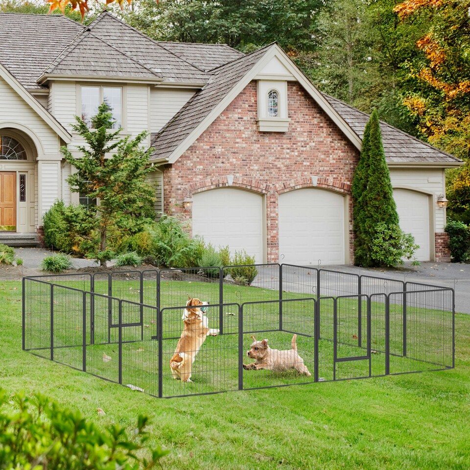 image 1 of PawHut 16 Panels Heavy Duty Puppy Play Pen for Small, Medium Dogs 80Hcm